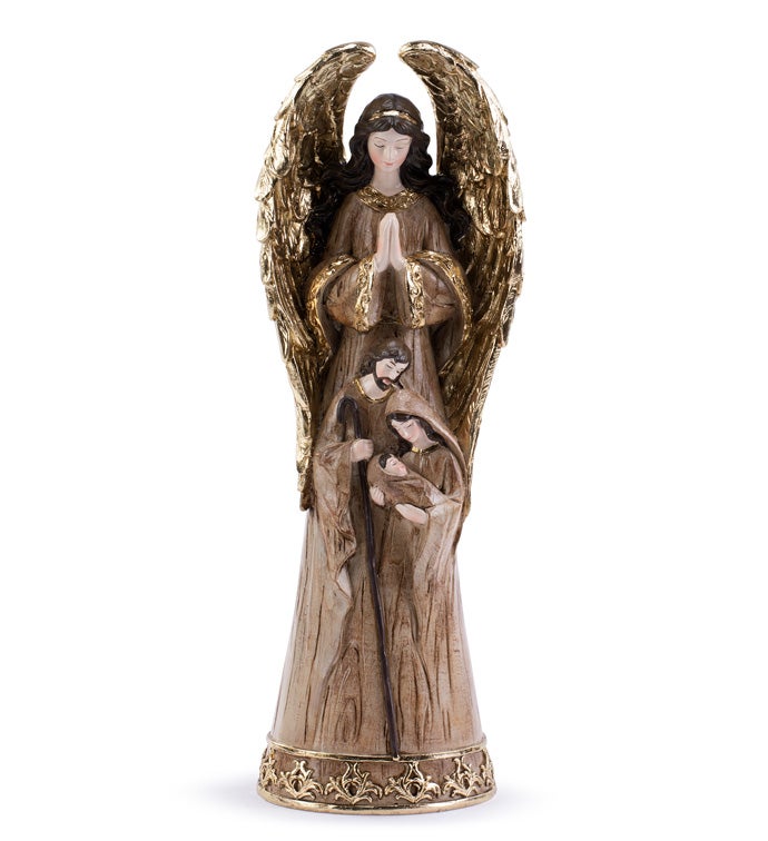 Gold Wing Praying Angel Nativity