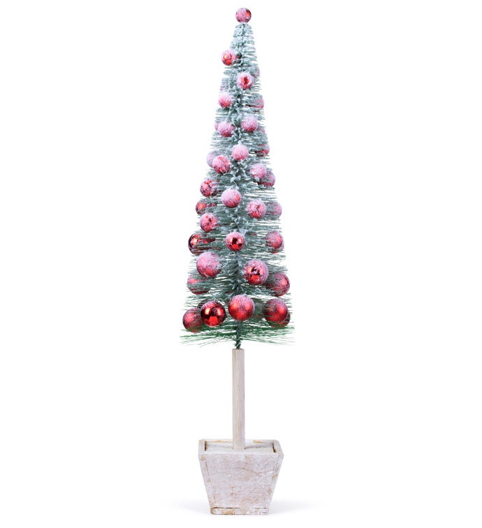 Frosted Christmas Tree with Ornaments