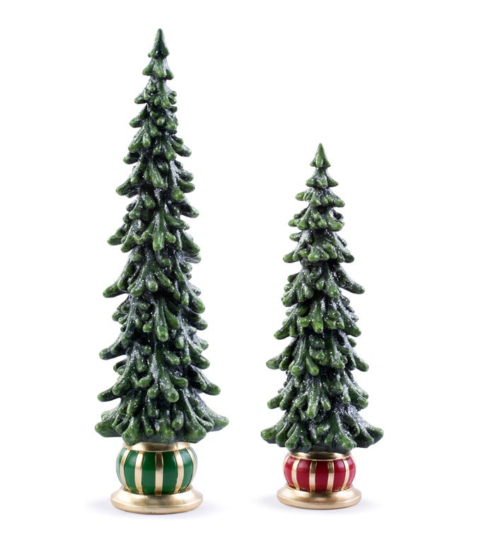 Red/Green Base Glitter Tree  Set of 2
