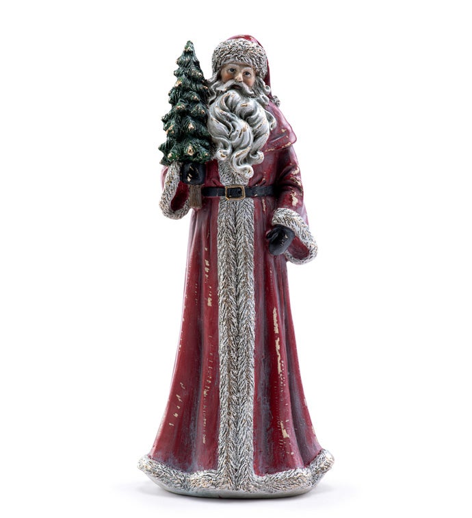 Antique Santa Holding Pine Tree