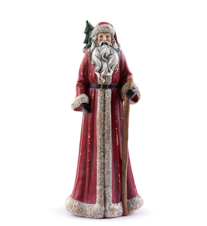 Antique Santa Holding Staff