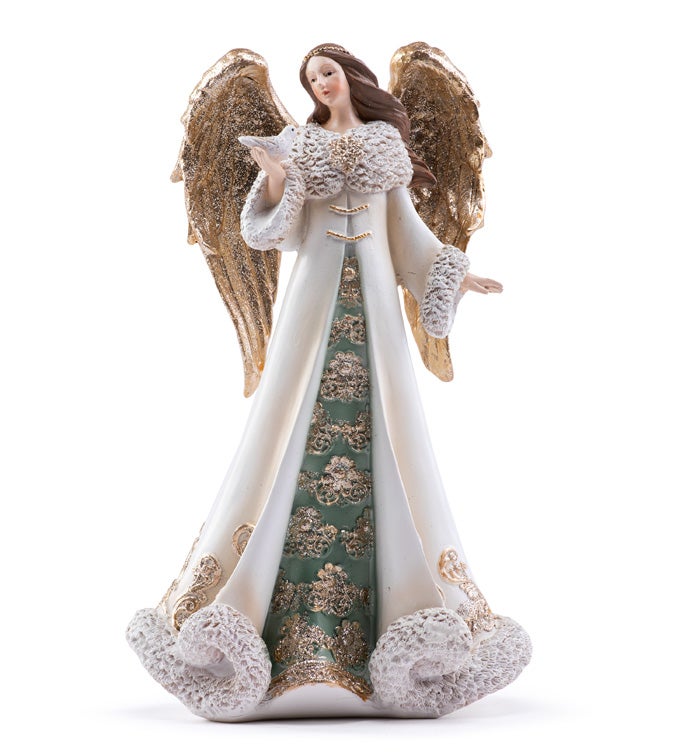 Gold Wing Angel Holding Dove