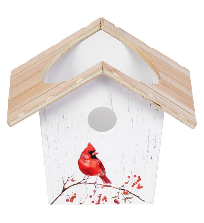 Wood Cardinal Birdhouse Planter