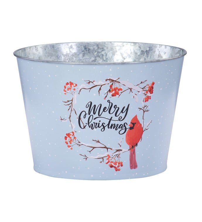 8.5" Merry Christmas Cardinal Pot Cover