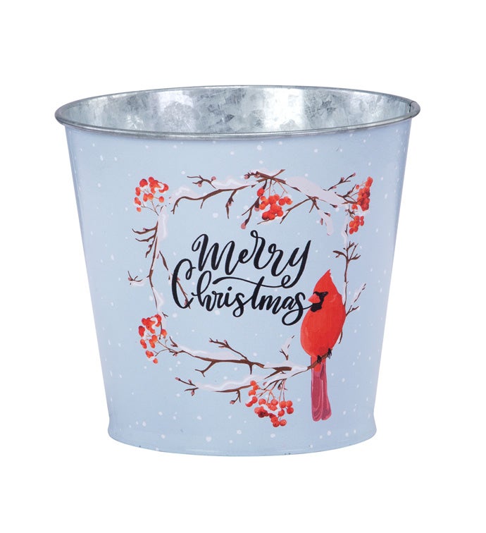 5" Merry Christmas Cardinal Pot Cover