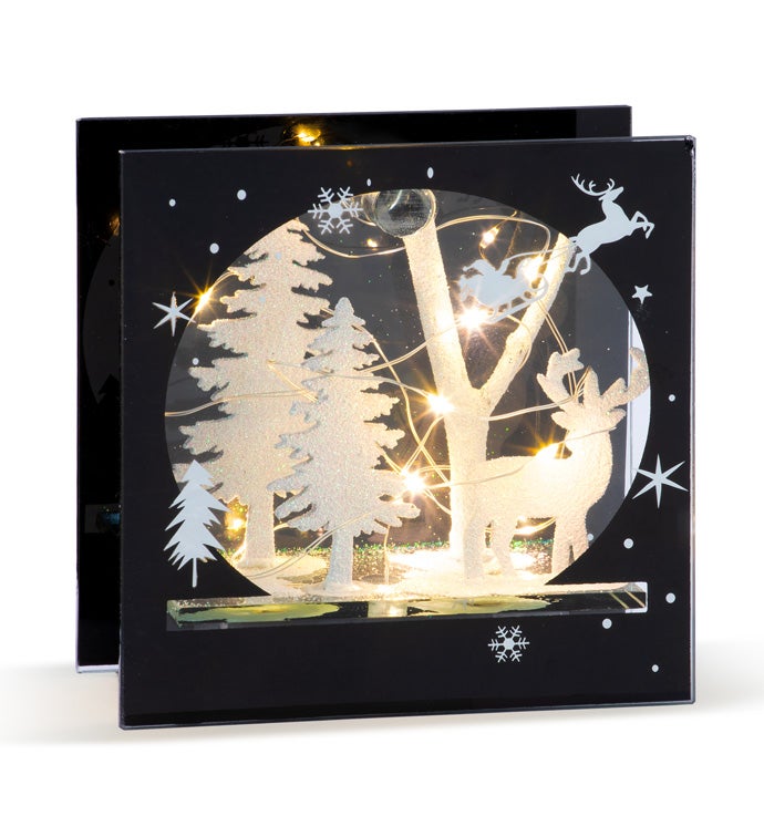 LED Box with Reindeer and Tree