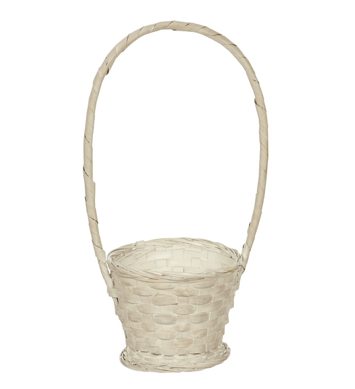 White Wash Handle Basket