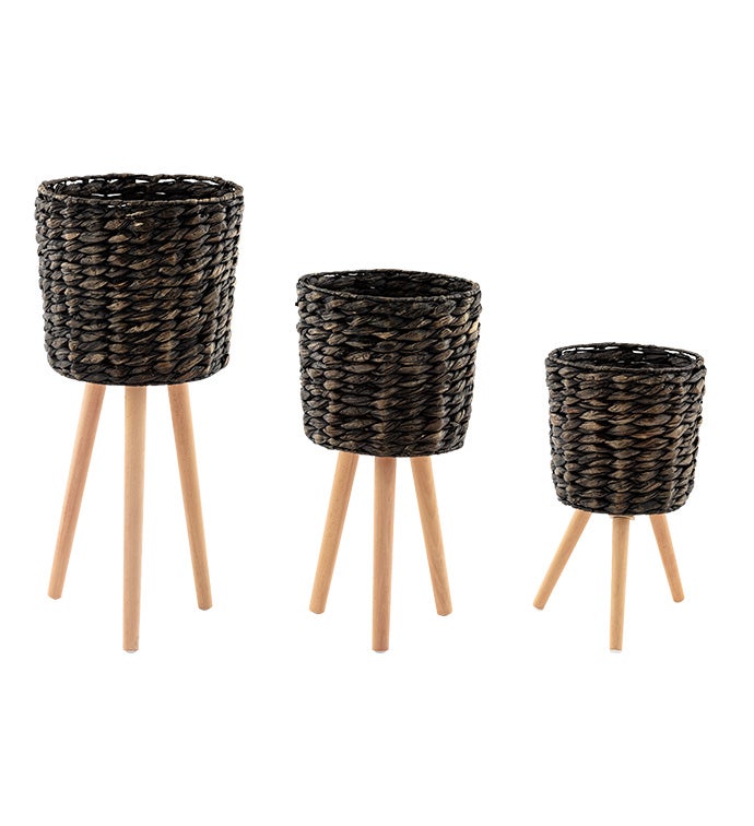 Dark Stain Plant Stands, Set of 3  