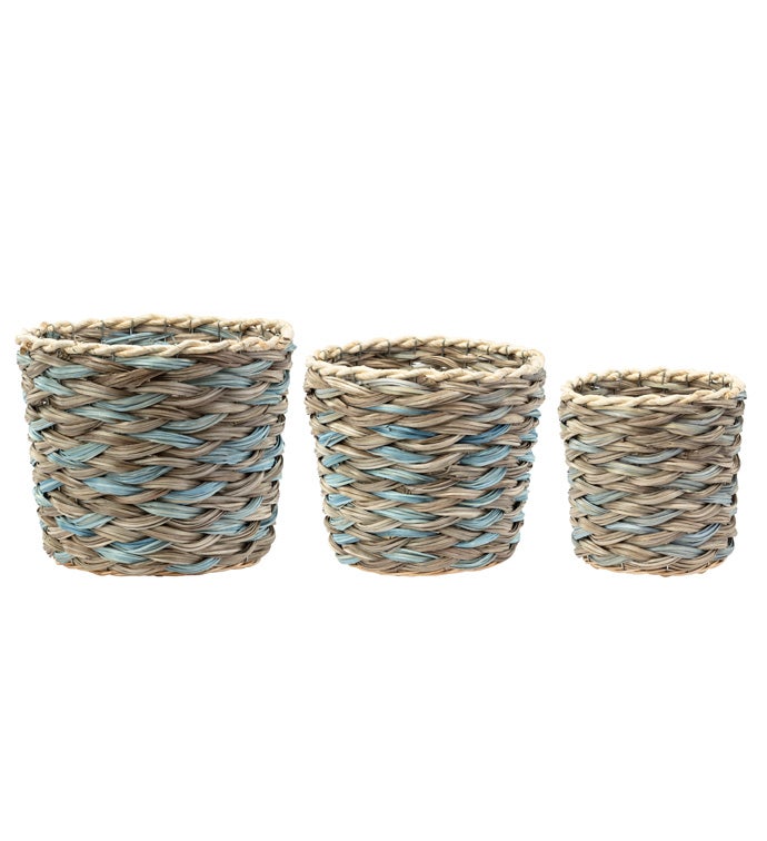 Blue/Beige Woven Tree Cover, Set of