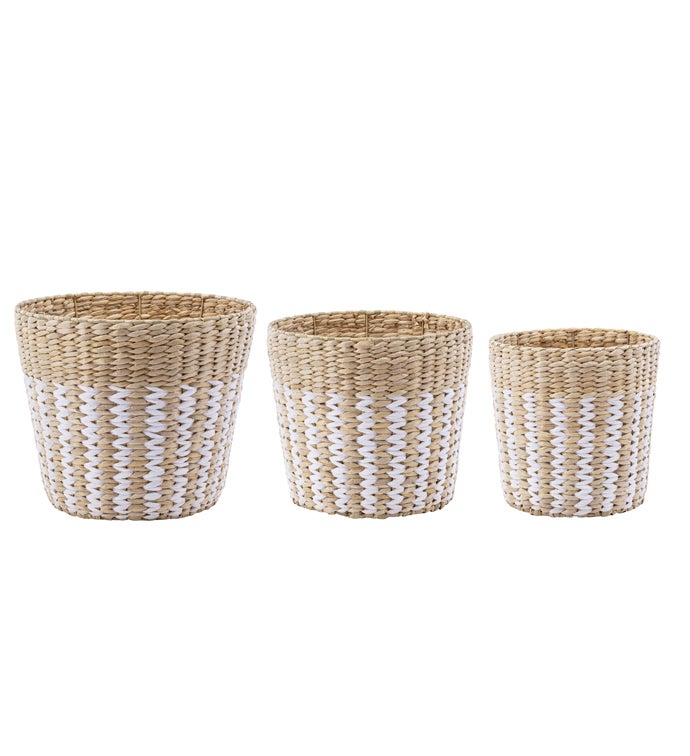 Tan/White Zig Zag Tree Cover, Set of 3