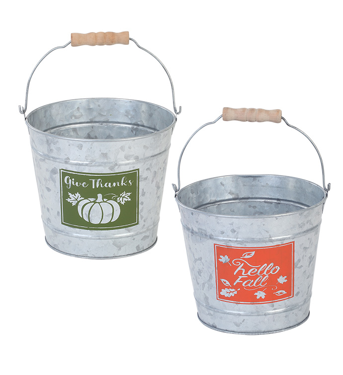 6.5" Fall Bucket Planter, 2 Assorte