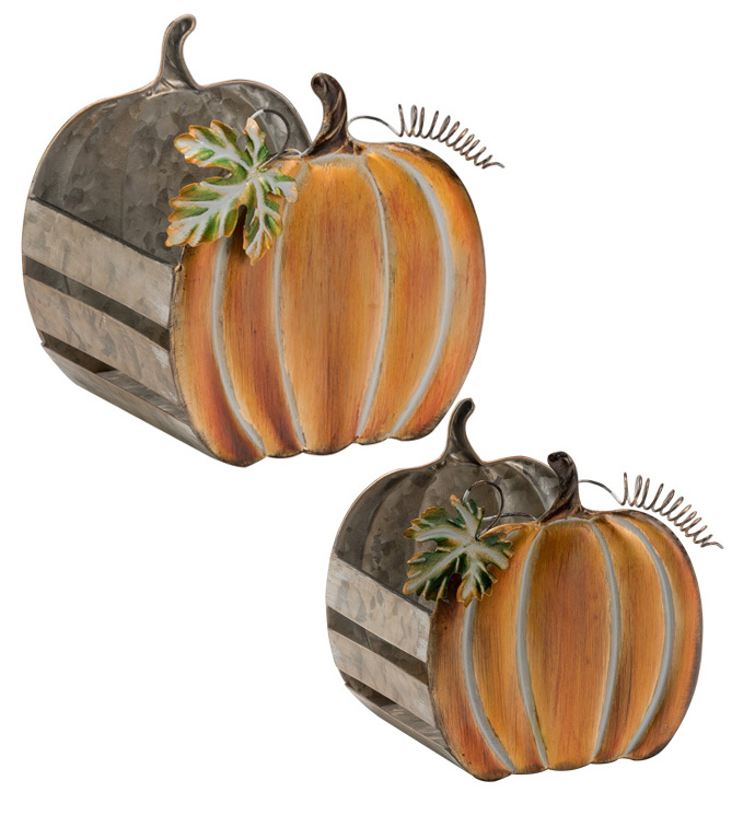 Pumpkin Shaped Planter, Set of 2