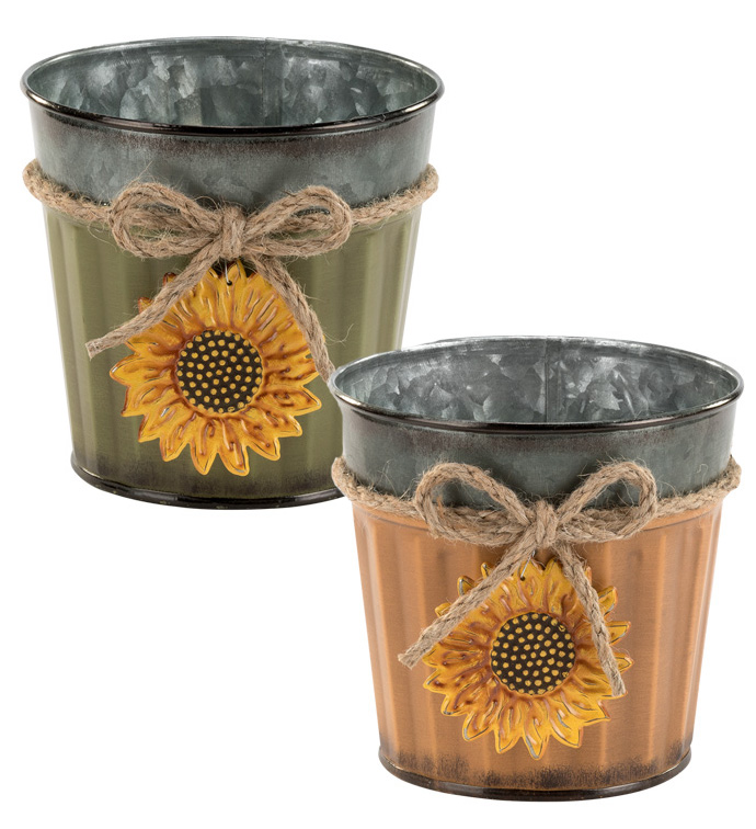 5" Sunflower Pot Cover, 2 Assorted 