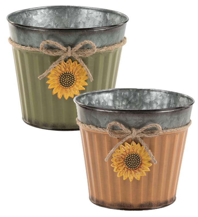 6.5" Sunflower Pot Cover, 2 Assorte