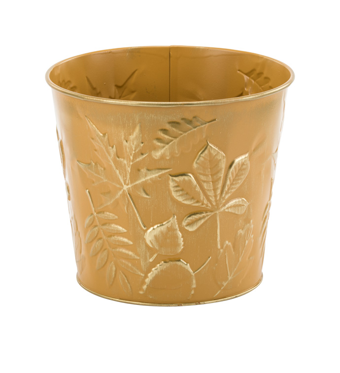 6.5" Ocher/Gold Leaves Pot Cover