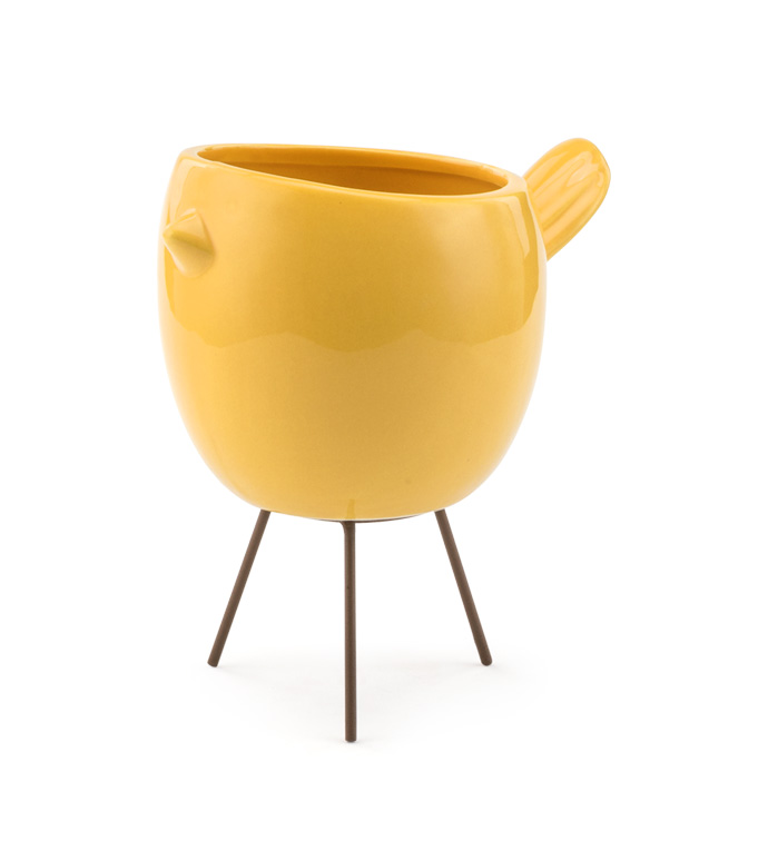 Yellow Chicken Planter with Legs