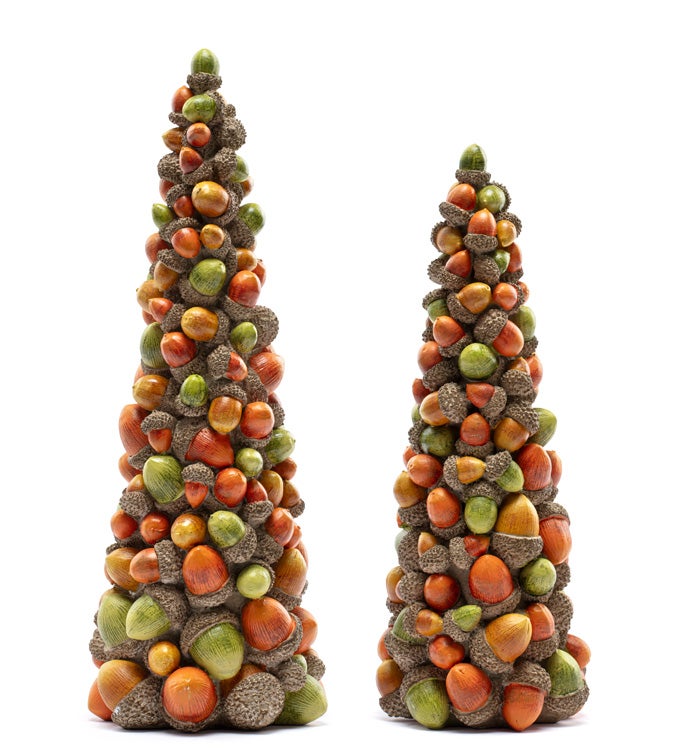 Brown/Green Acorn Tree  Set of 2