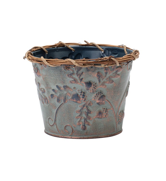 5" Embossed Leaf/Acorn Pot Cover