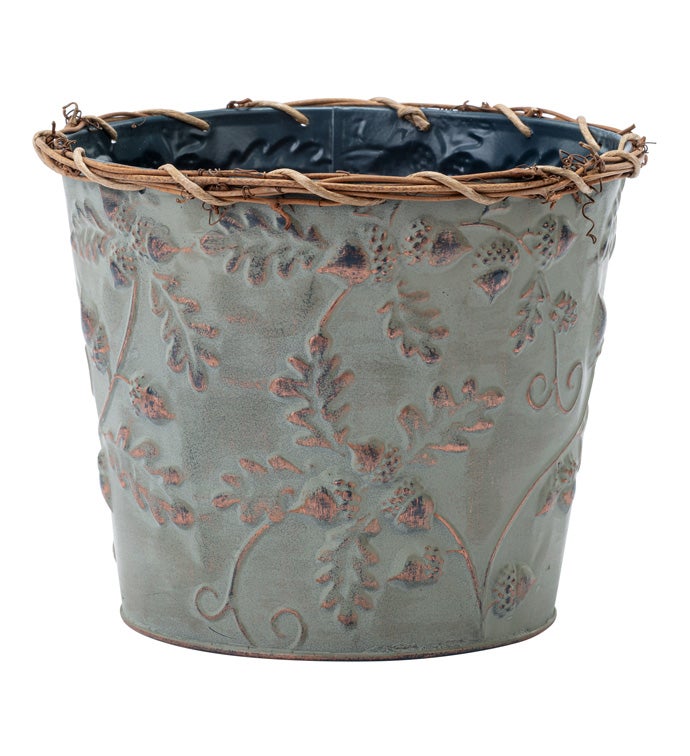 6.5" Embossed Leaf/Acorn Pot Cover