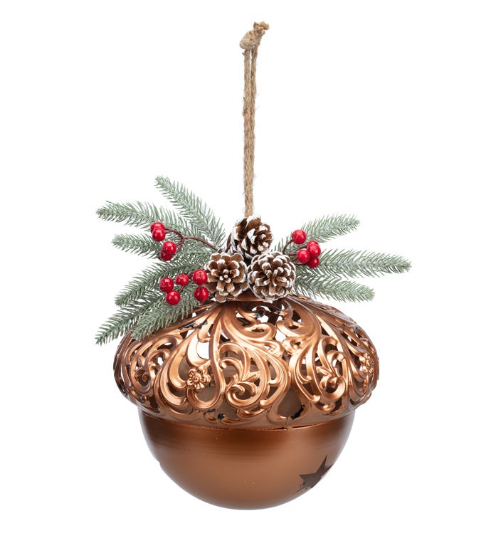 Gold Pine/Berry Bell Ornament