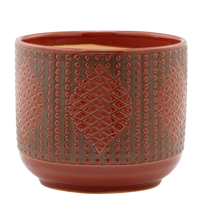 Large Orange Pine Cone Hobnail Planter