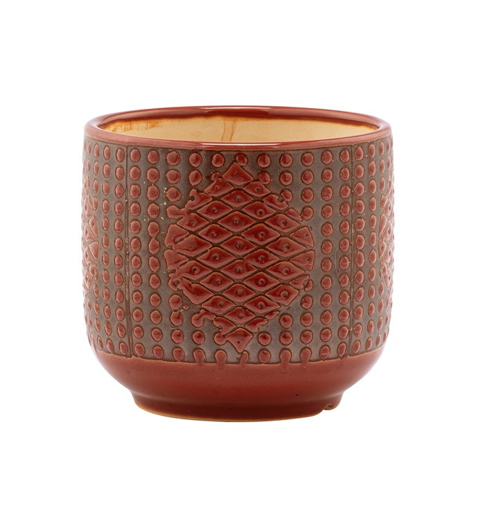 Small Orange Pine Cone Hobnail Planter