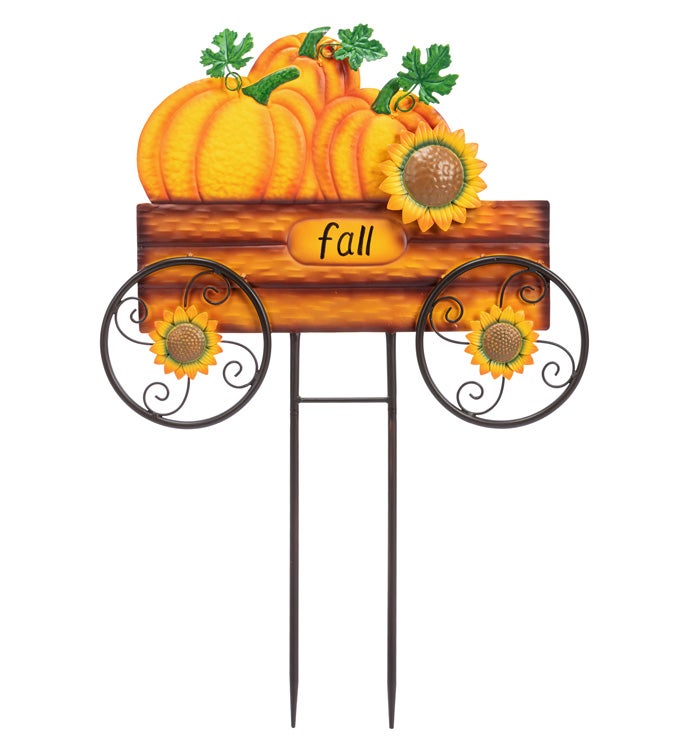 Fall Pumpkin Wagon Stake