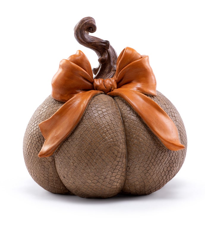 Embossed Pumpkin with Orange Bow