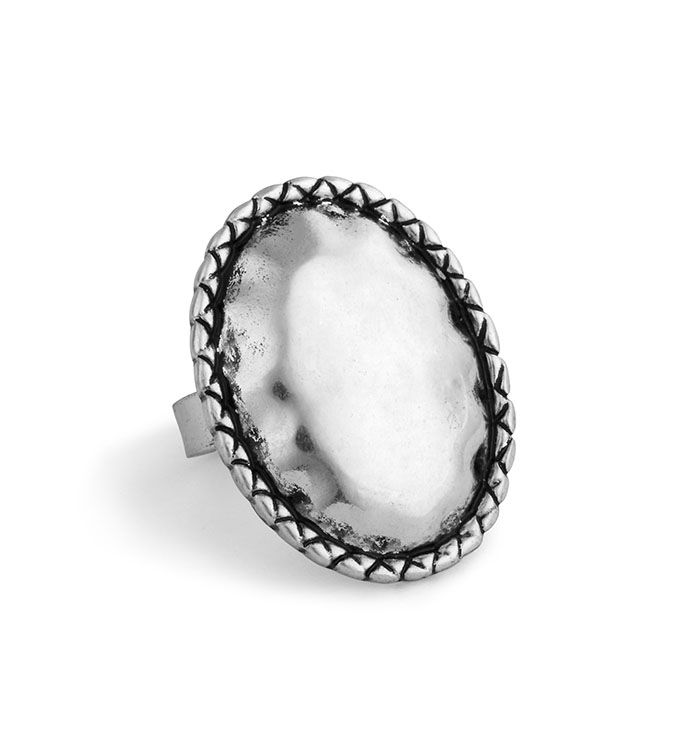 Silver Adjustable Disc Ring