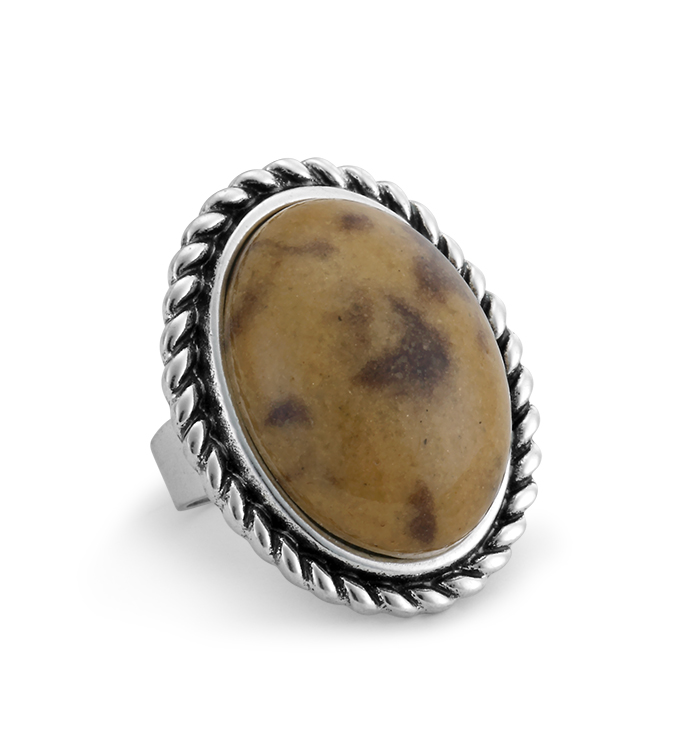 Amber Stone Adjustable Ring