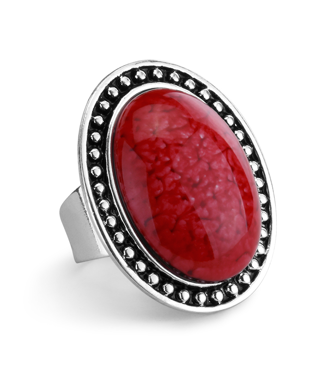 Red Stone Adjustable Ring