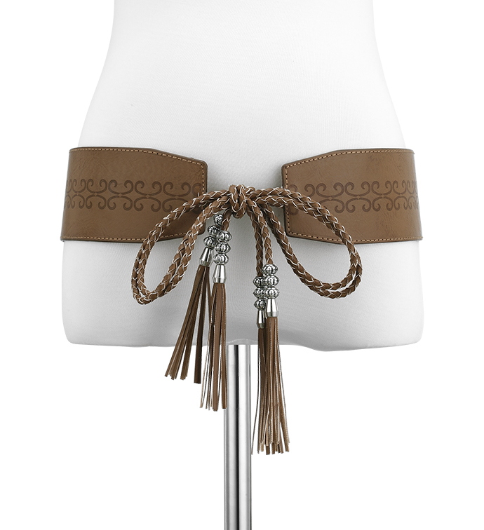 Braided Tassel Belt Brown