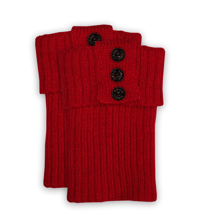 Red Ribbed Short Boot Cuff