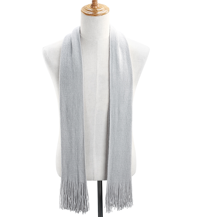 Solid Color Knit Scarf Grey