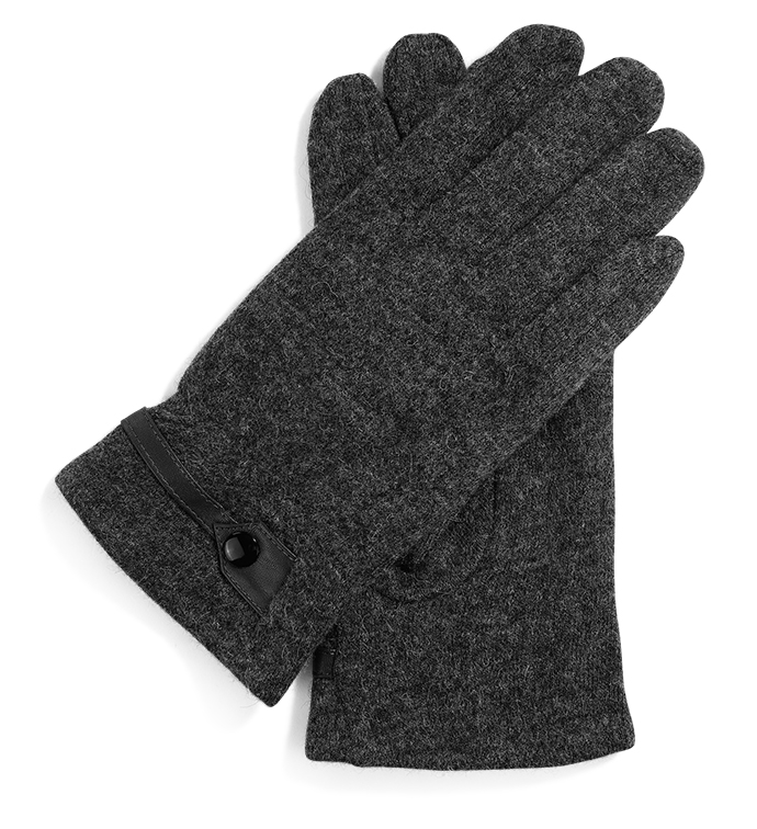 Grey Wool Glove with Tab