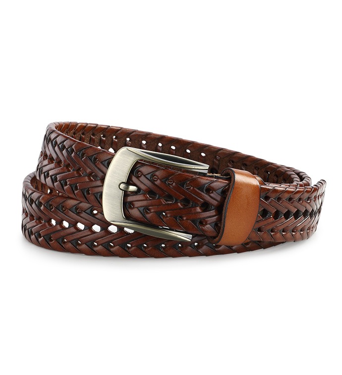 Chestnut Leather Braided Belt