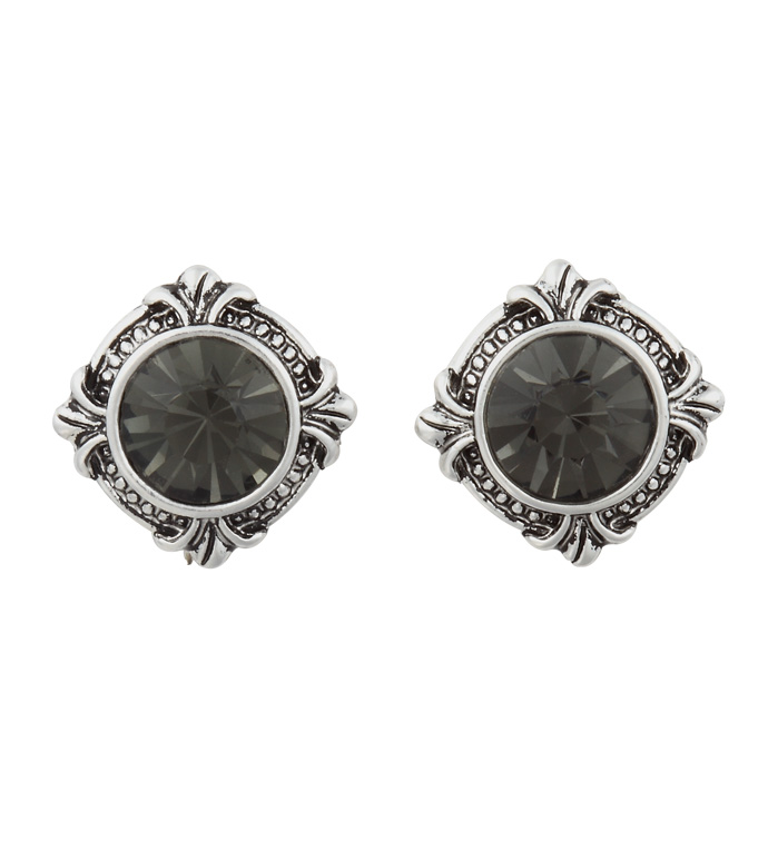 Round Crystal Post Earrings