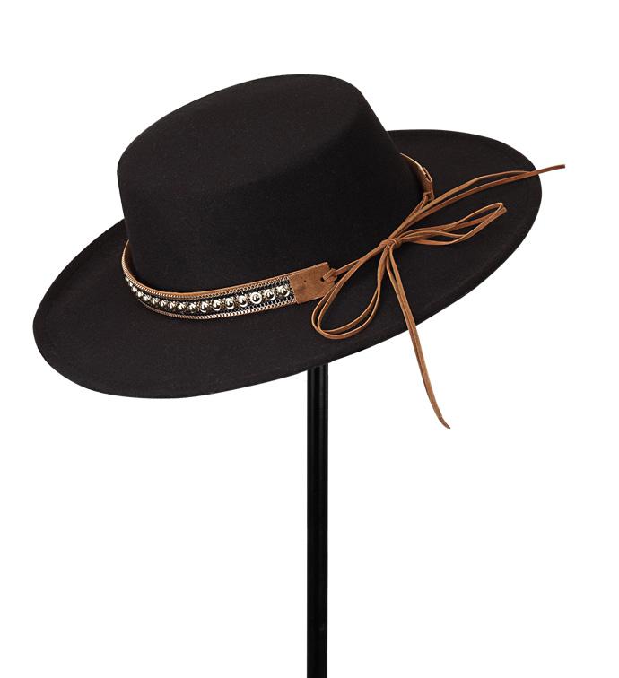 Black Gaucho Hat with Studded Belt