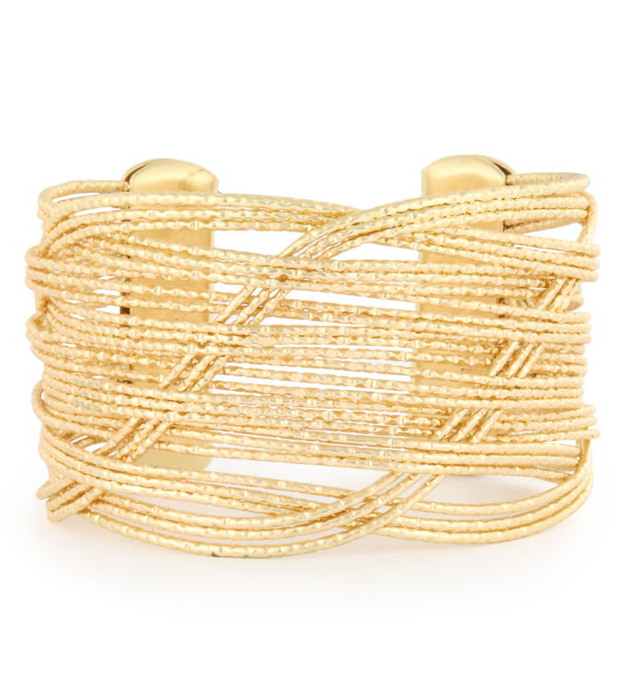 Gold Woven Wire Cuff Bracelet