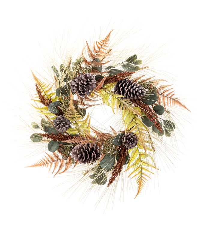 Long Leaf Pine Fern/Cone Wreath