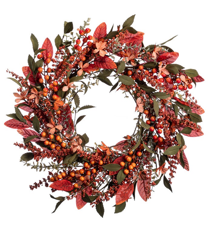 Orange Mixed Berries/Foliage Wreath