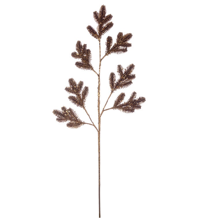 Brown Glitter Pine Spray