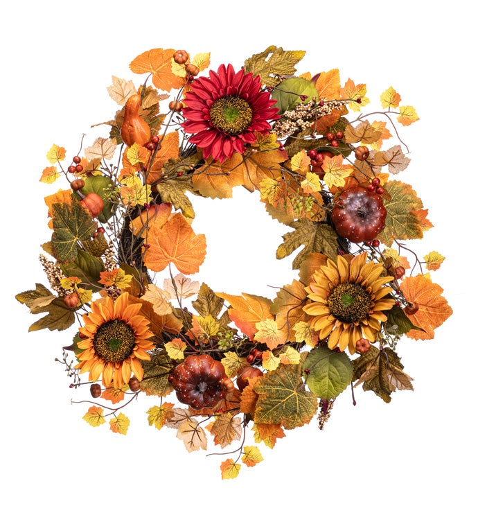 Sunflower Pumpkin Wreath