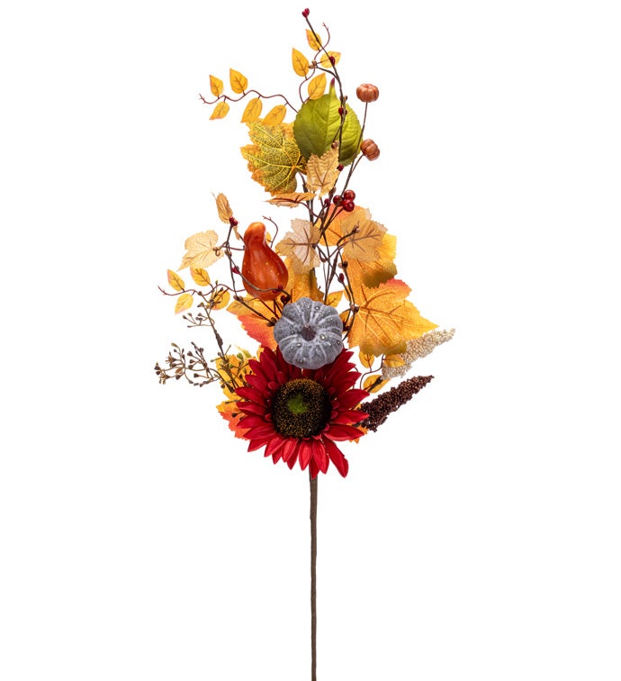 Sunflower/Gourd/Leaf Spray