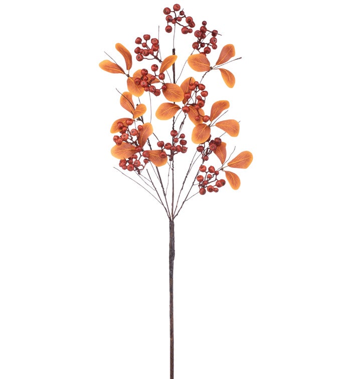 Brown Berry Gold Leaf Spray