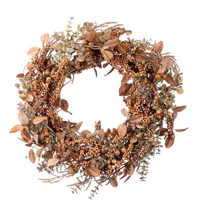 Gold Mixed Berry Foliage Wreath