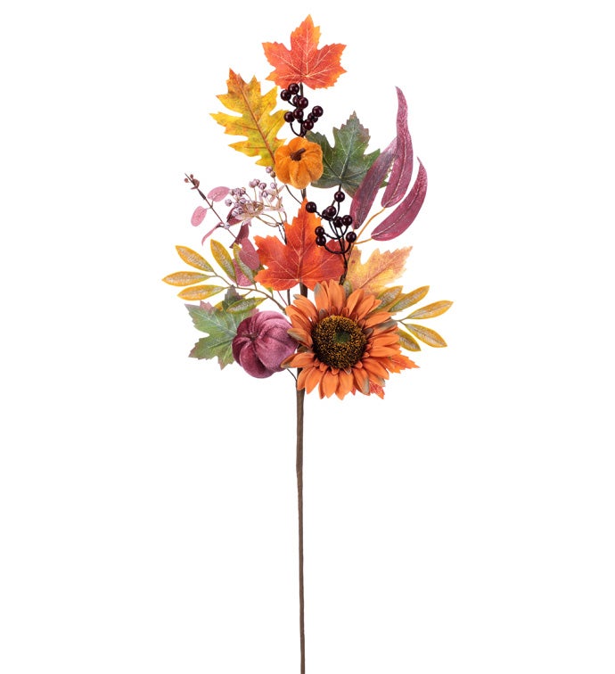 Pumpkin Flower/Foliage Spray