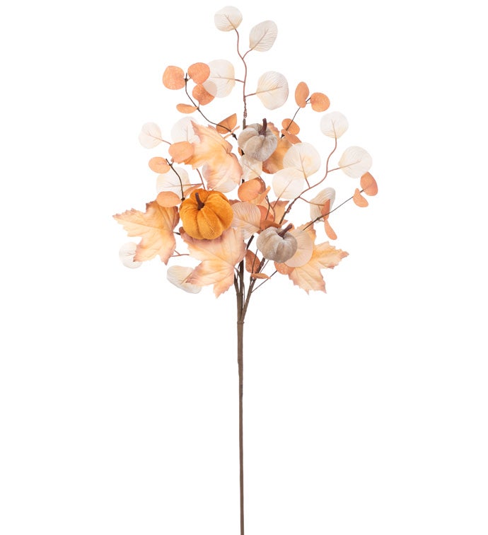 Pumpkin Gold Leaves Spray