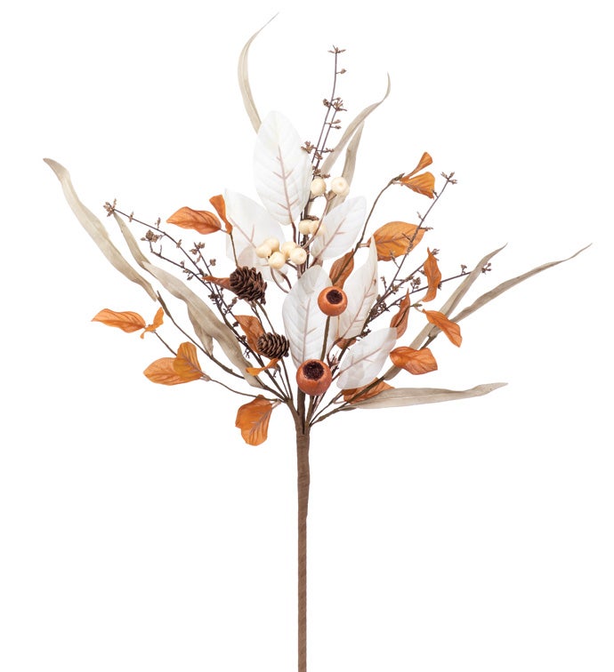 Gold/White Berry/Leaf Spray