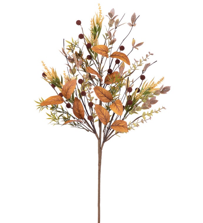 Brown Balls/Yellow Flower Spray